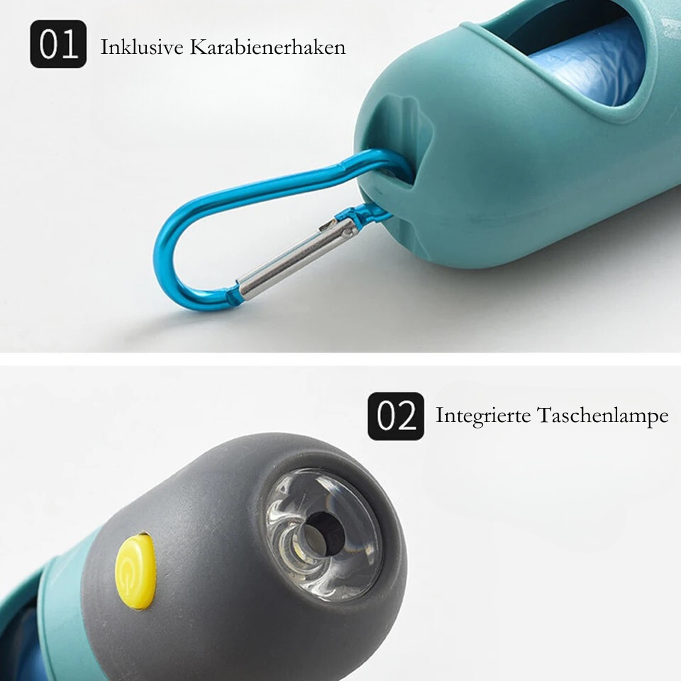 3-in 1 Hundekotbeutelspender mit integrierter Taschenlampe