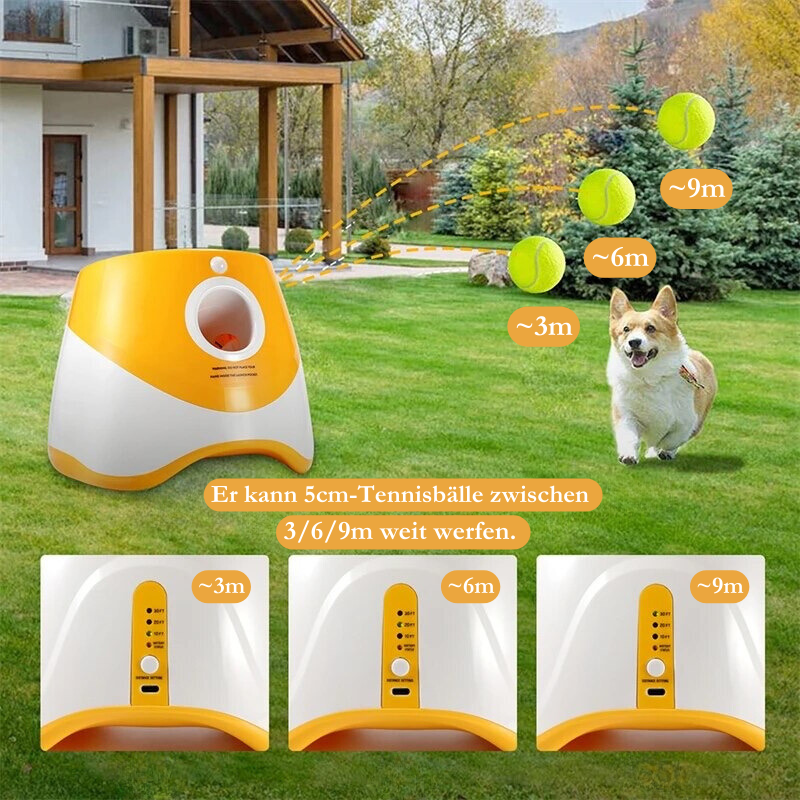 "Automatischer Tennisballwerfer für Hunde - Interaktives Spielzeug für endlosen Spielspaß"